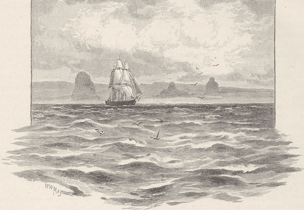 QUEENSLAND. South . Glasshouse Mountains from sea 1890 old antique print